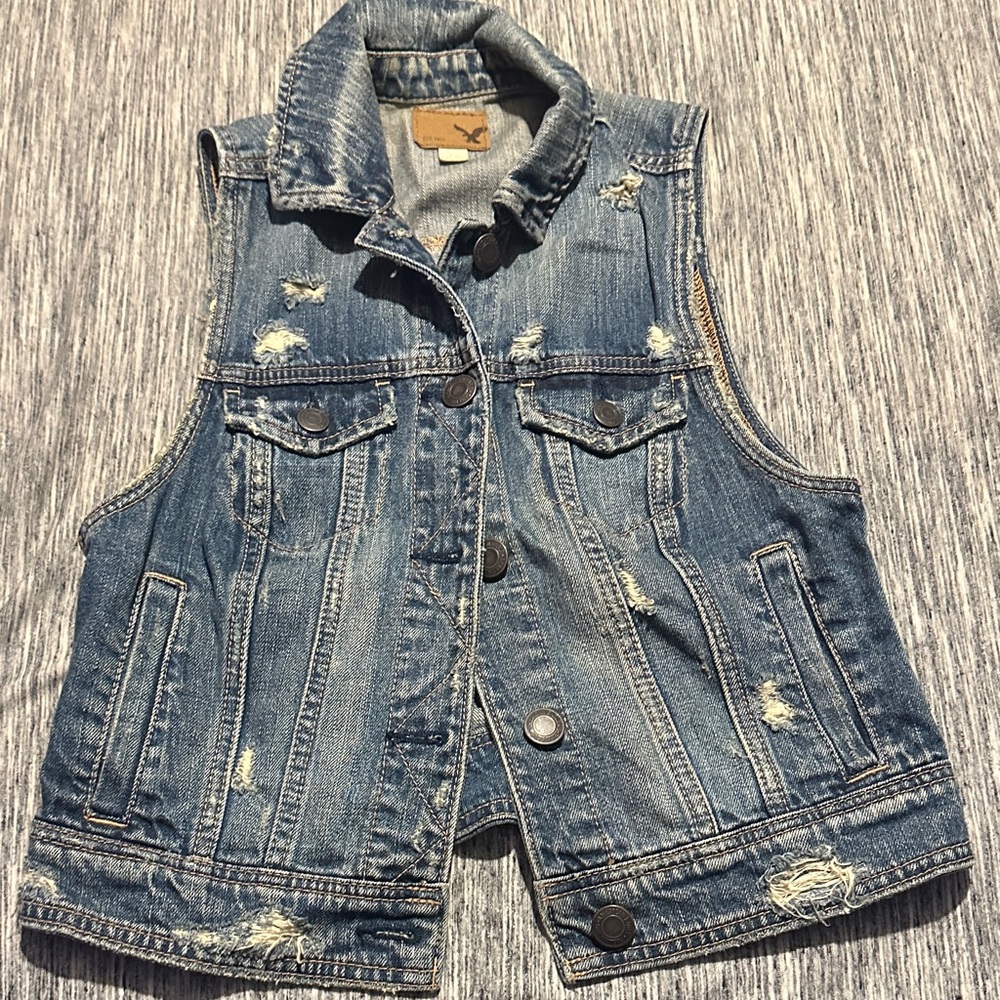 American Eagle Outfitters Blue Denim Vest